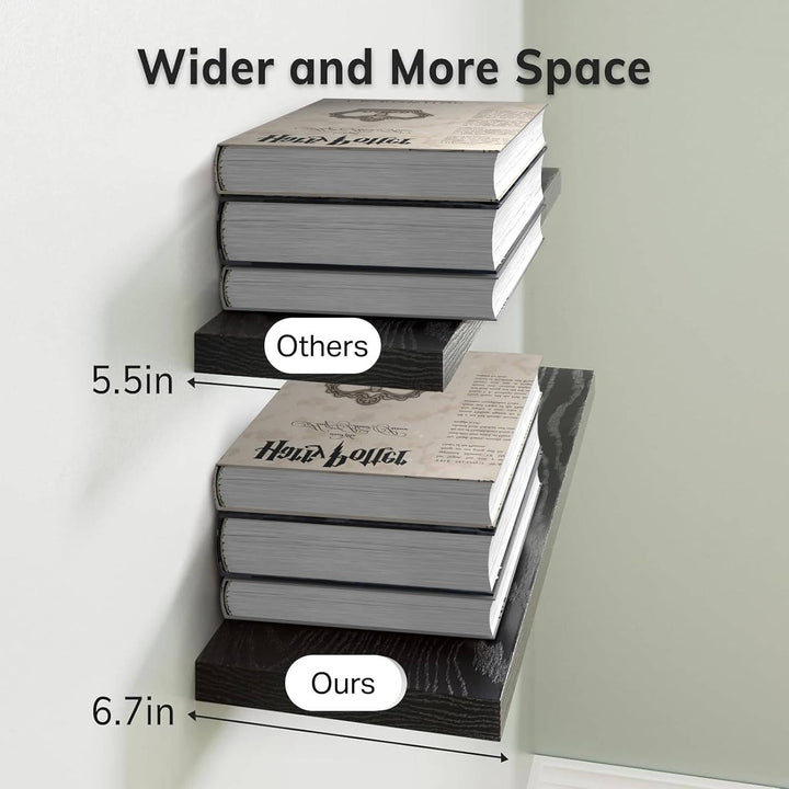 Rustic Wood Floating Wall Shelves Hanging Storage Set