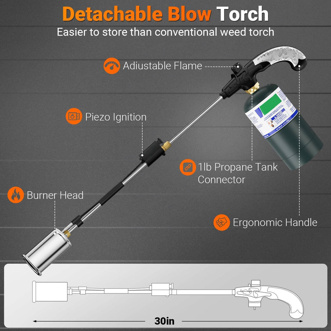 Heavy Duty Propane Torch with Detachable Long Arm High Output