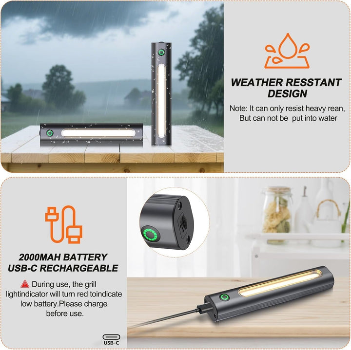 Rechargeable Magnetic BBQ Grill Thermometer USB C Waterproof