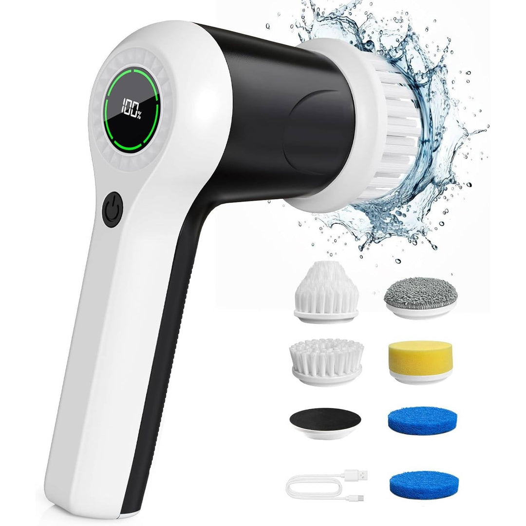 Cordless Electric Spin Scrubber with Battery Display and Cleaning