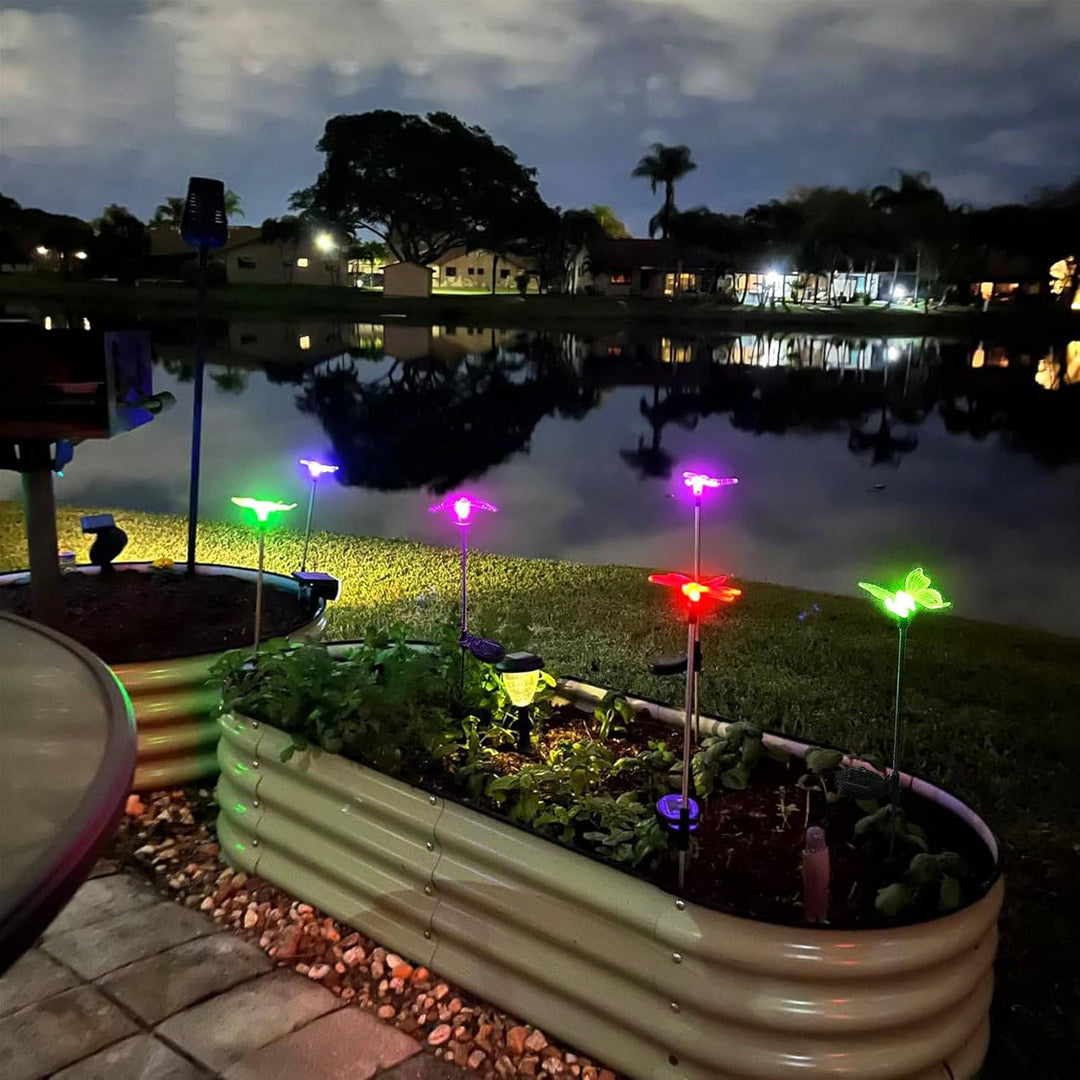 Solar Stake Lights Decorative LED Garden Figurines Outdoor Pathway