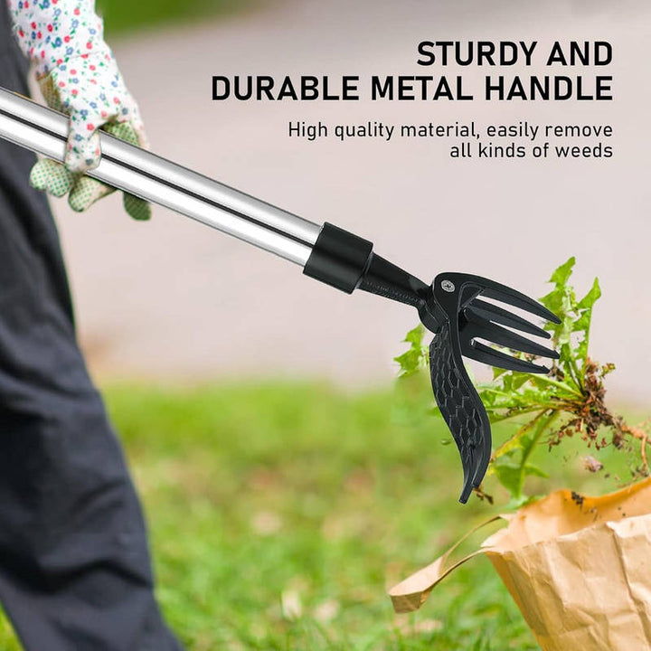 Garden Weed Puller Tool with Handle Root Remover Easy Use