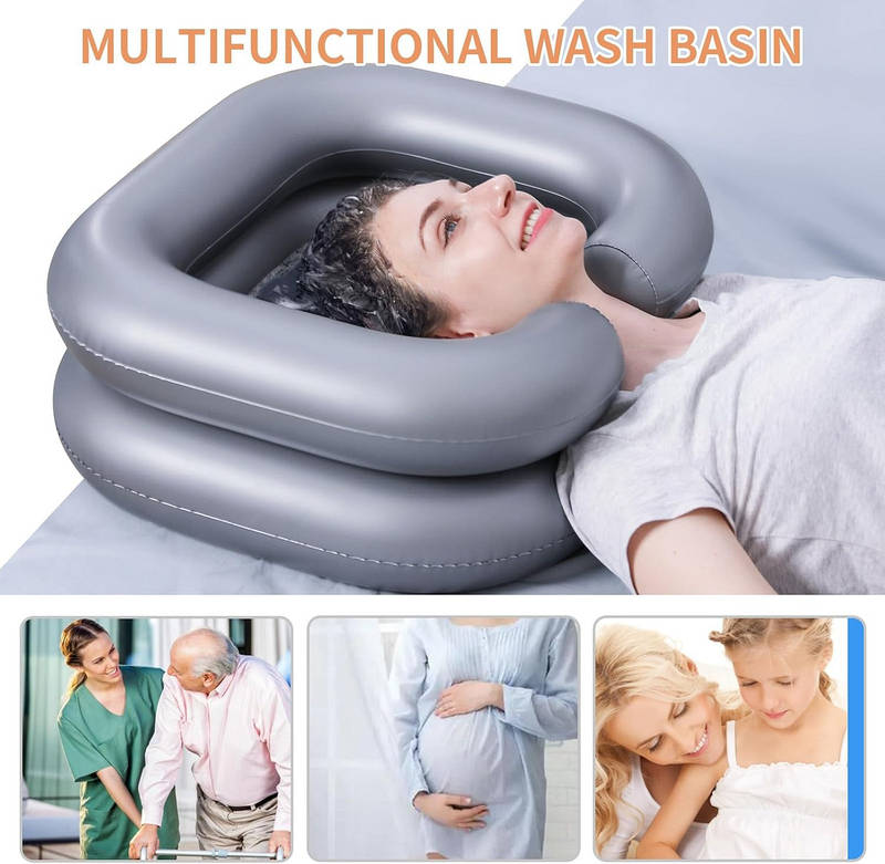 Portable Shampoo Basin with Neck Support for Elderly Kids and