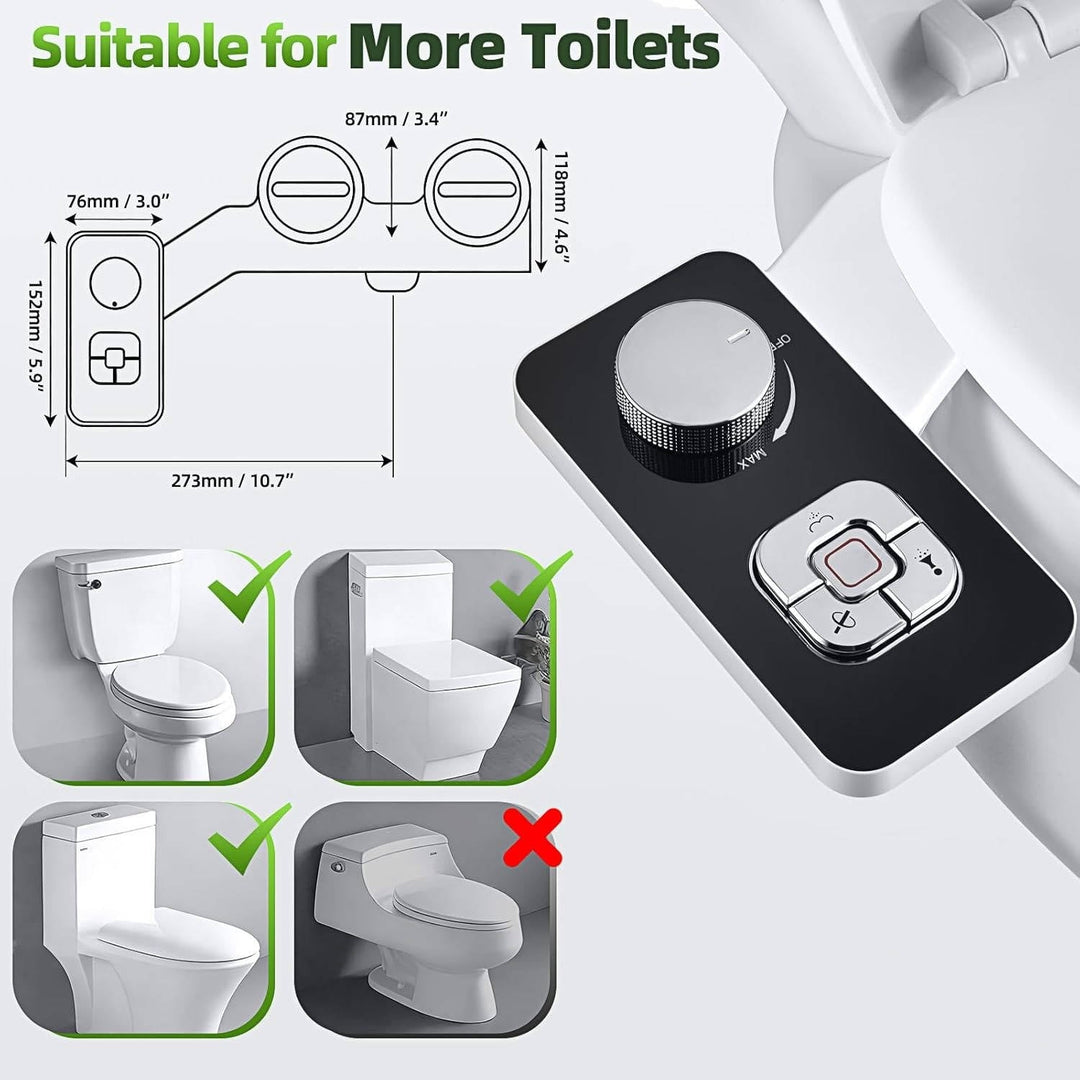 Self-Cleaning Bidet Toilet Attachment with Dual Nozzle Cold Water