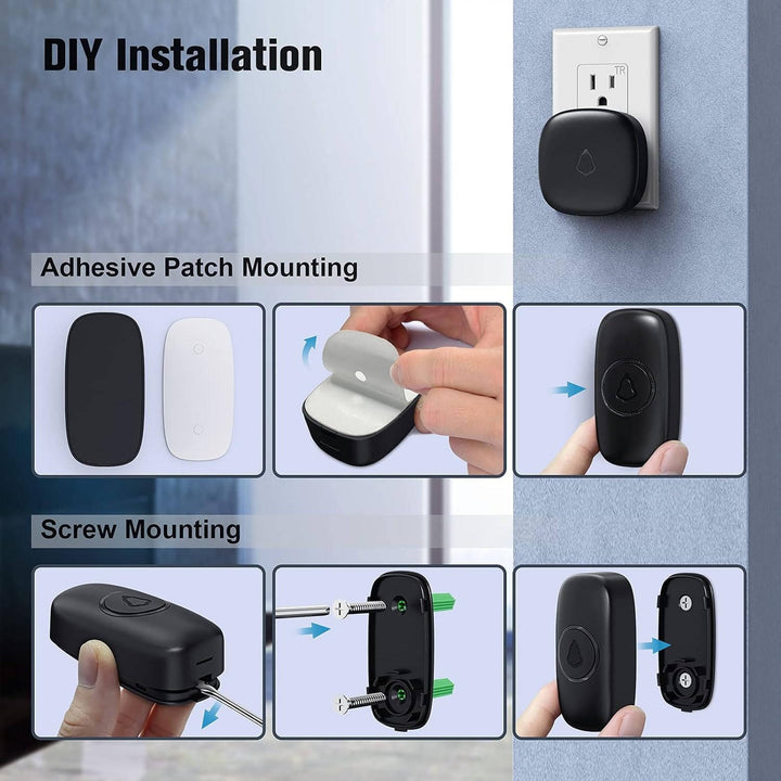 Wireless Doorbell with LED Indicator Waterproof Easy Install