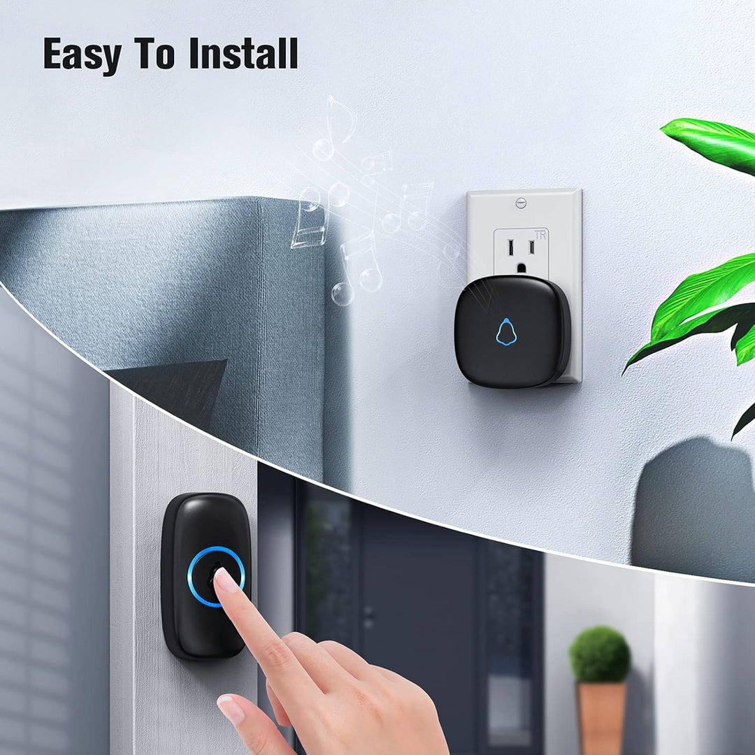 Wireless Doorbell with LED Indicator Waterproof Easy Install