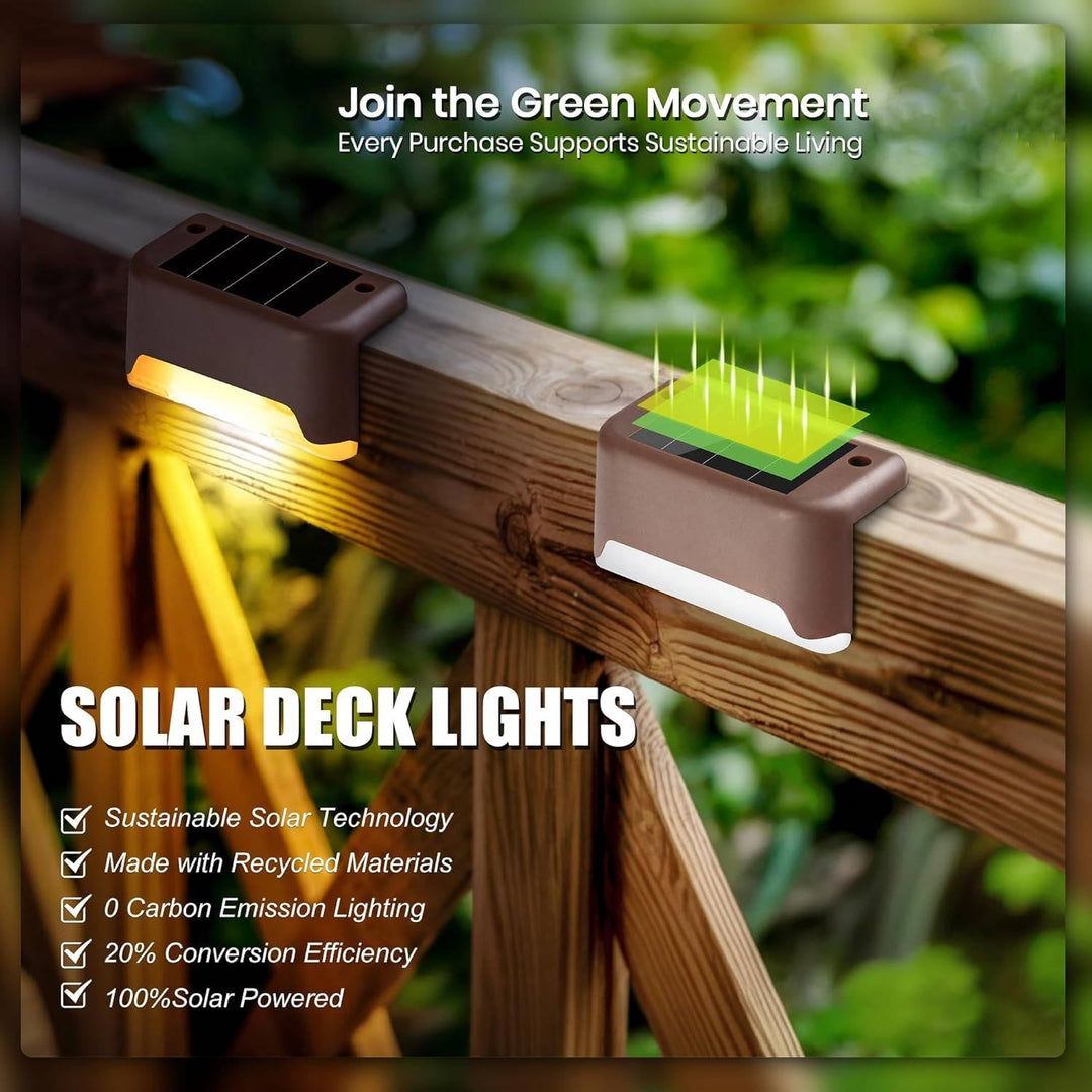 Outdoor Solar Deck Lights Waterproof LED Warm Step Lights