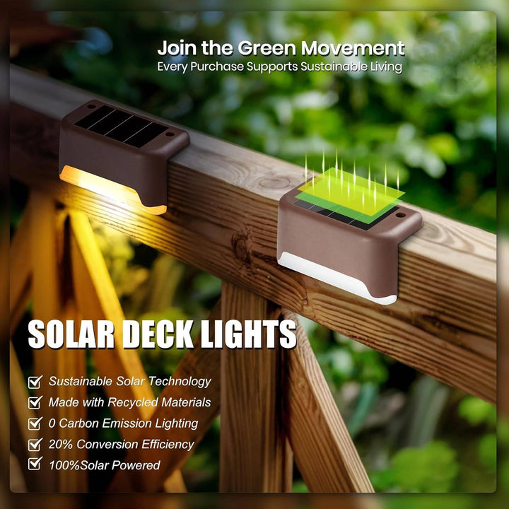 Outdoor Solar Deck Lights Waterproof LED Warm Step Lights