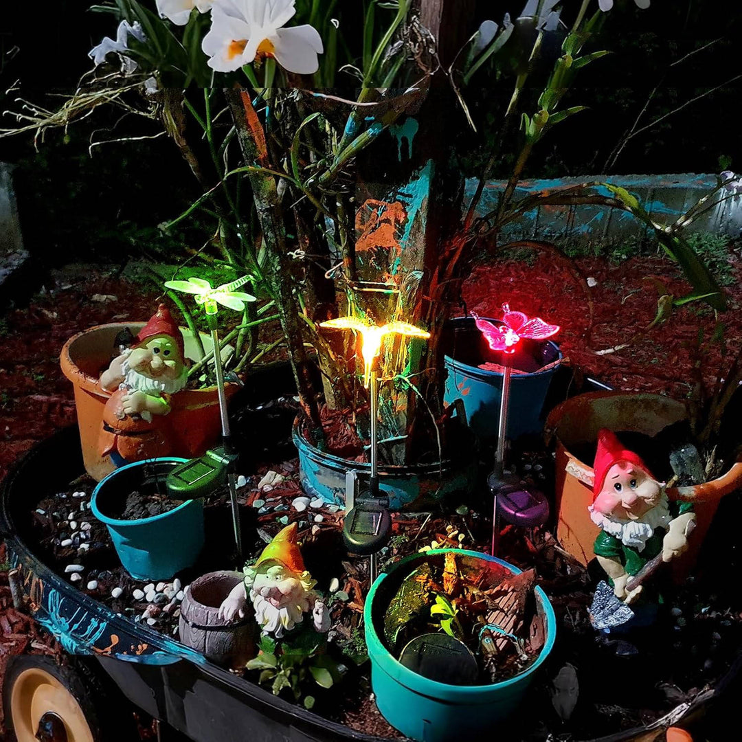 Solar Stake Lights Decorative LED Garden Figurines Outdoor Pathway
