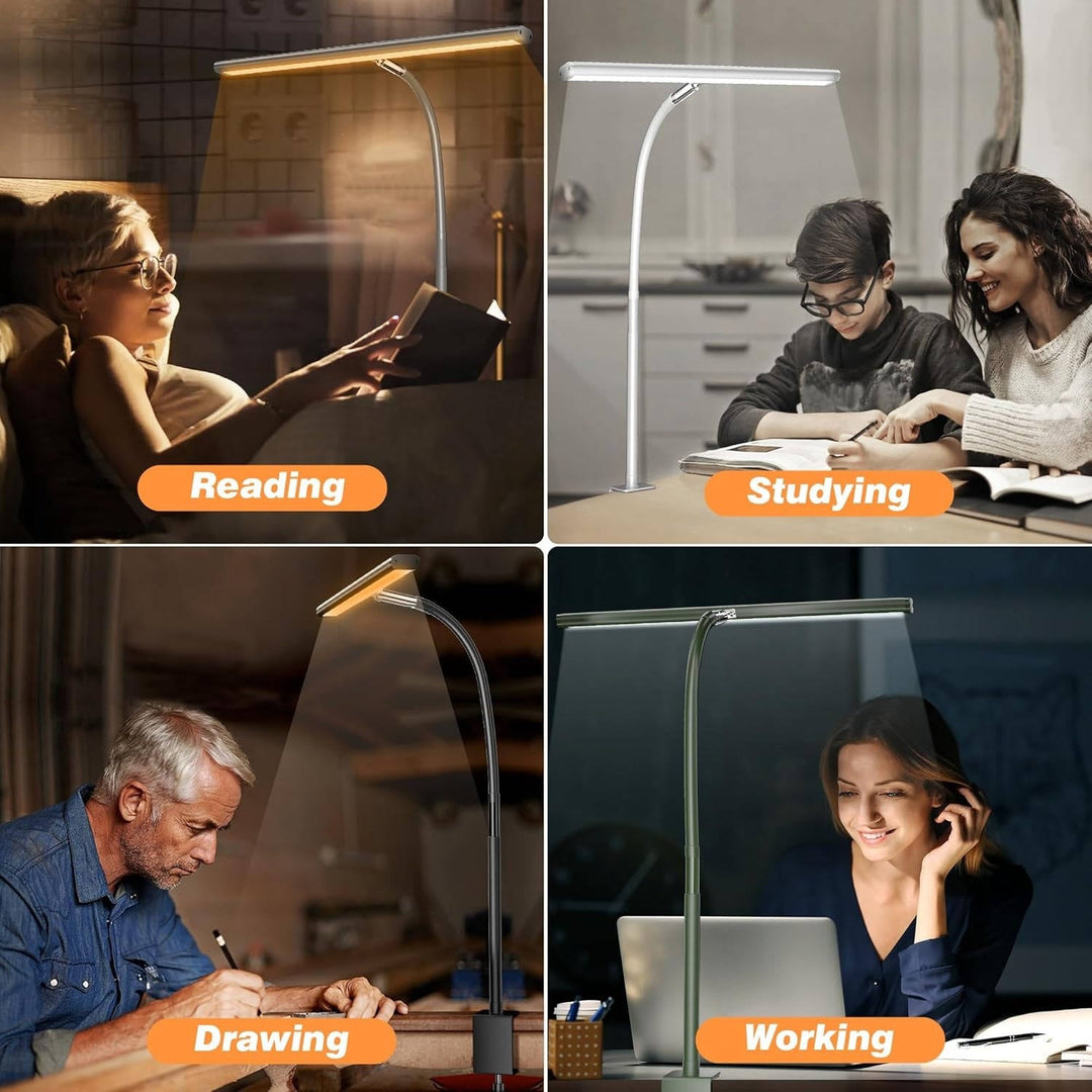 LED Desk Lamp with Stepless Dimming Flexible Gooseneck Eye-Friendly