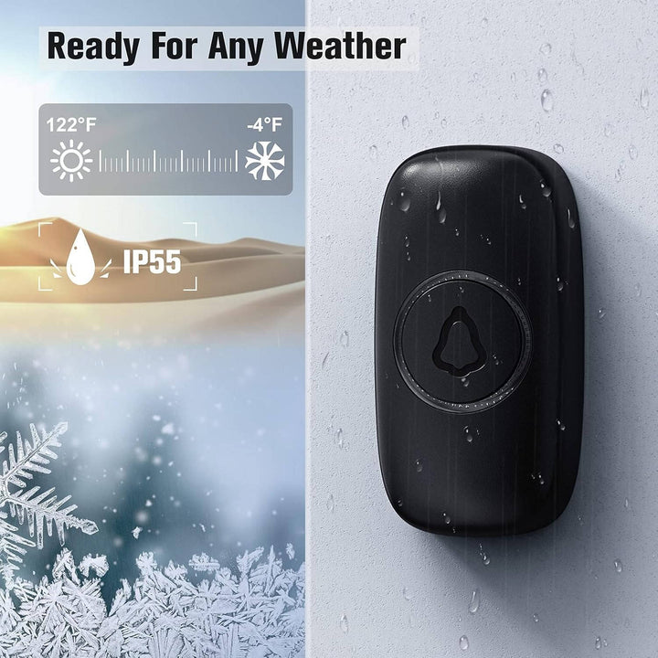 Wireless Doorbell with LED Indicator Waterproof Easy Install