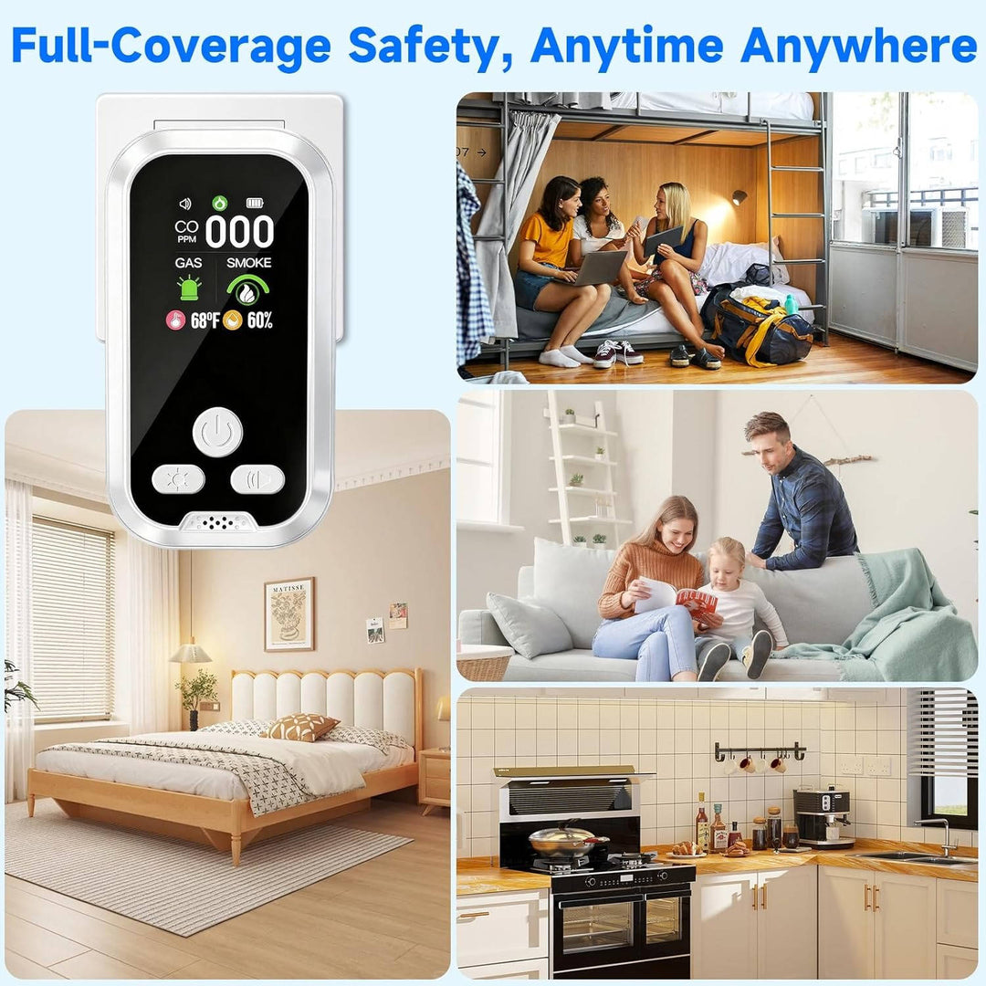 Carbon Monoxide Gas Detector with HD Display Smoke Alarm Temperature