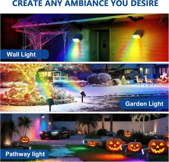 Outdoor Solar Spotlights IP65 Water-Resistant with Auto On/Off