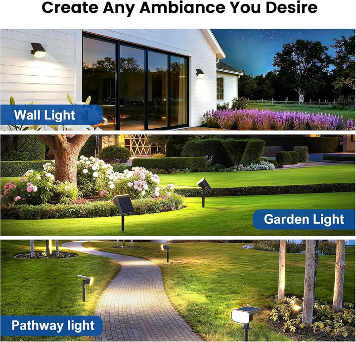 Outdoor Solar Spotlights IP65 Water-Resistant with Auto On/Off