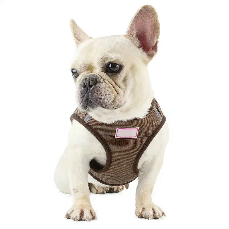 Pet Reflective Corduroy Harness and Leash Set Breathable Chest Strap