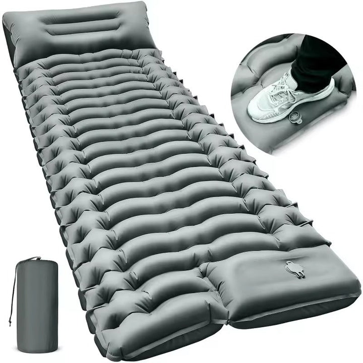 Ultralight Inflatable Sleeping Pad with Built-In Pillow for Camping