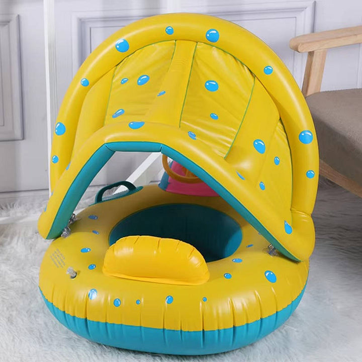 Kids Inflatable Swim Trainer Float PVC with Sun Shade Safe Fit