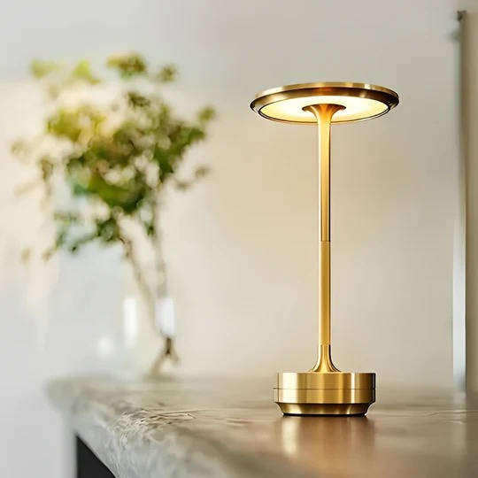 Wireless LED Table Lamp Electroplated Metal Touch Control