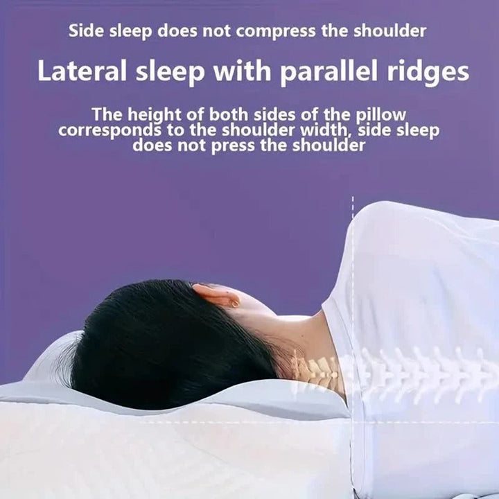 Ergonomic Memory Foam Neck Pillow with Cooling Ice Silk Case