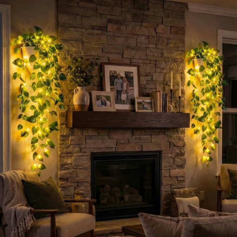 Artificial Hanging Ivy Garland with LED Lights Indoor Wall Decor