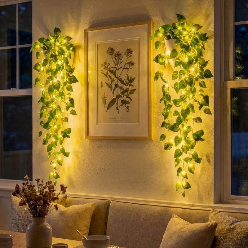 Artificial Hanging Ivy Garland with LED Lights Indoor Wall Decor - Lenila