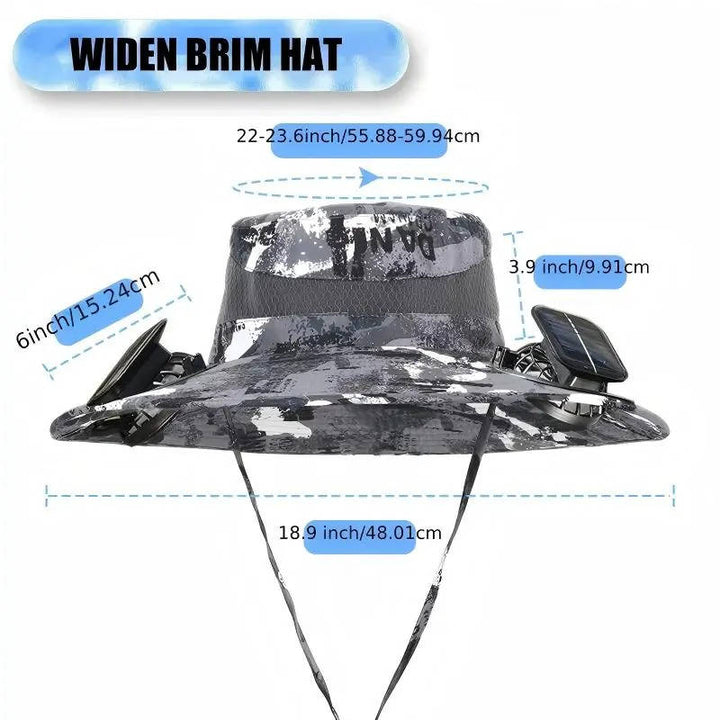 Outdoor Sun Hat with Solar Fans UV Protection Wide Brim