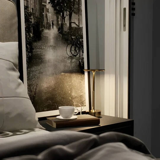 Wireless LED Table Lamp Electroplated Metal Touch Control