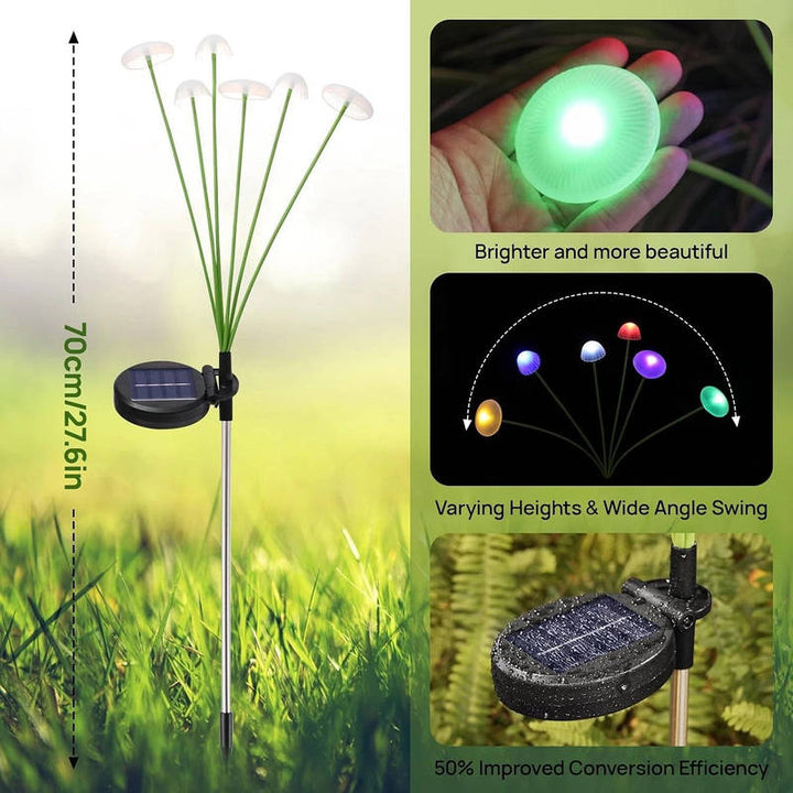 Outdoor Solar Mushroom Garden Lights LED Waterproof Dual Mode