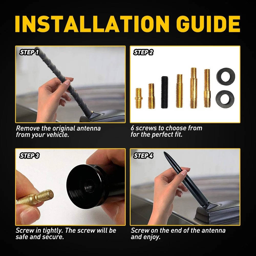 Universal Car Antenna Replacement with Adapter Bolts and Sealing Rings