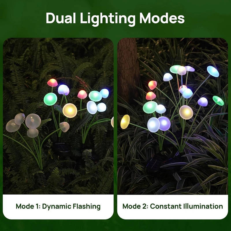 Outdoor Solar Mushroom Garden Lights LED Waterproof Dual Mode