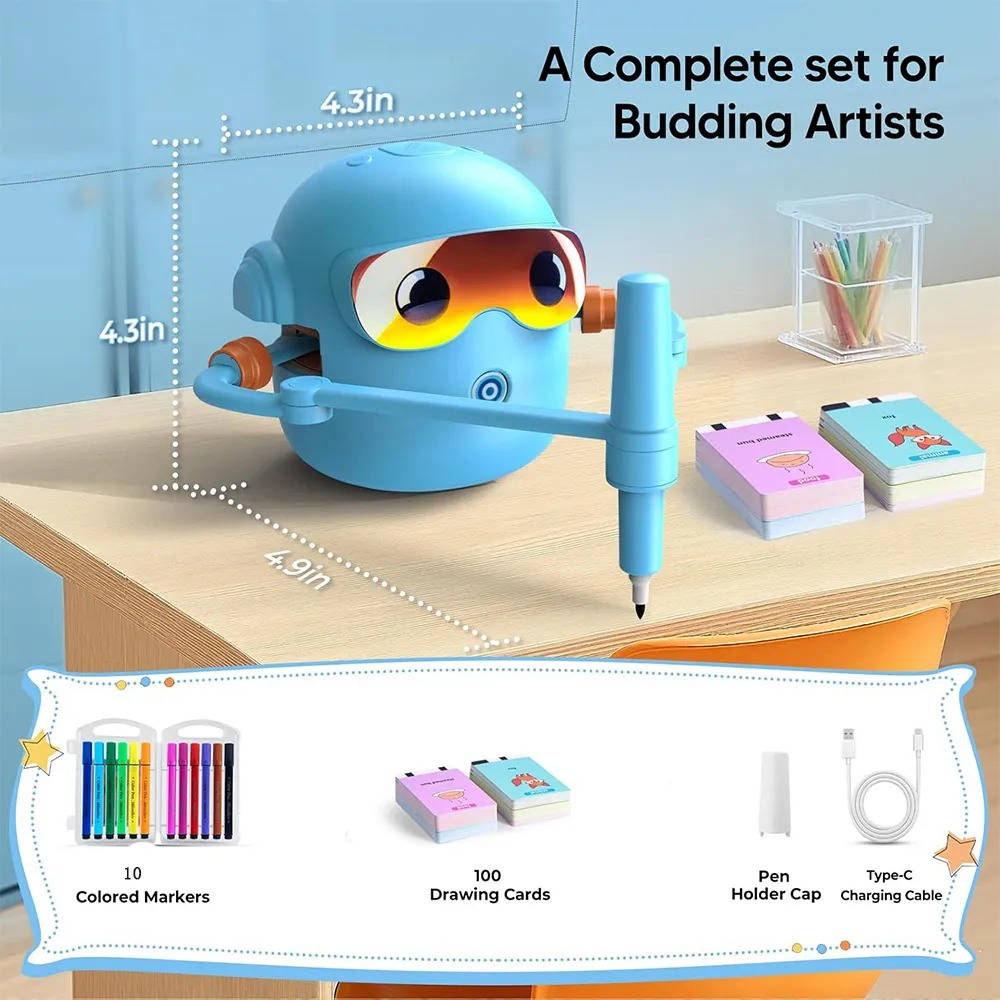 Kids Interactive Drawing Robot Stem Art Toy with Cards and Markers