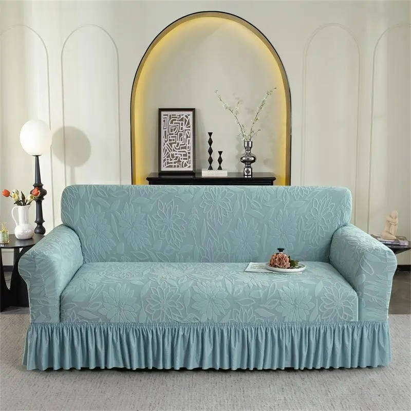 Elastic Sofa Cover Jacquard Fabric Dustproof with Skirt Edge