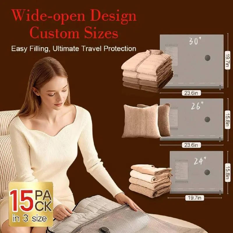 Travel Vacuum Compression Bags Set with Pump Cordless Space Saving