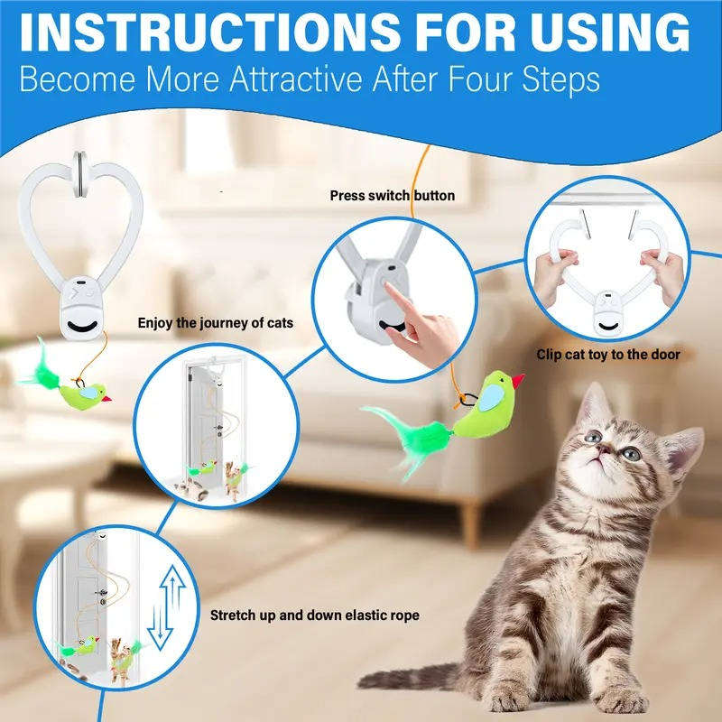 Interactive Cat Toy Electric Flying Bird Feather Wand