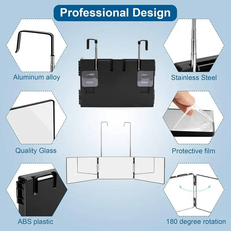 Portable Adjustable Tri-Fold Makeup Mirror Foldable Compact Design