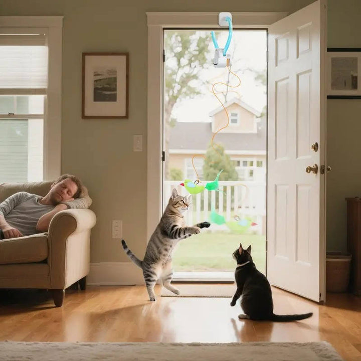 Interactive Cat Toy Electric Flying Bird Feather Wand