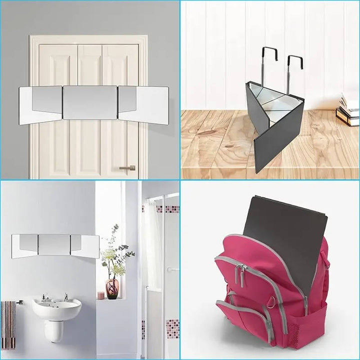 Portable Adjustable Tri-Fold Makeup Mirror Foldable Compact Design