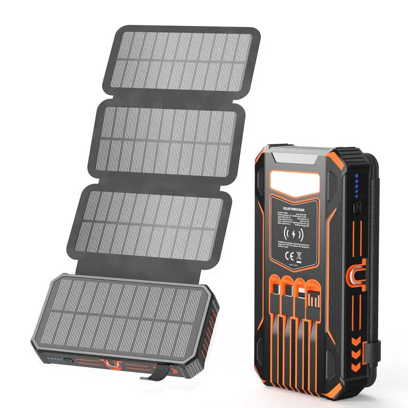 Portable Solar Power Bank Wireless Charger 48000mAh with USB-C and