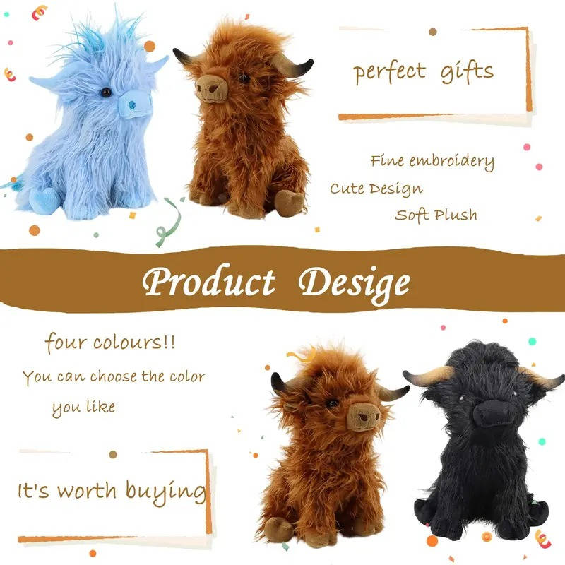 Kids Plush Stuffed Animal Soft Cuddly Cow Toy