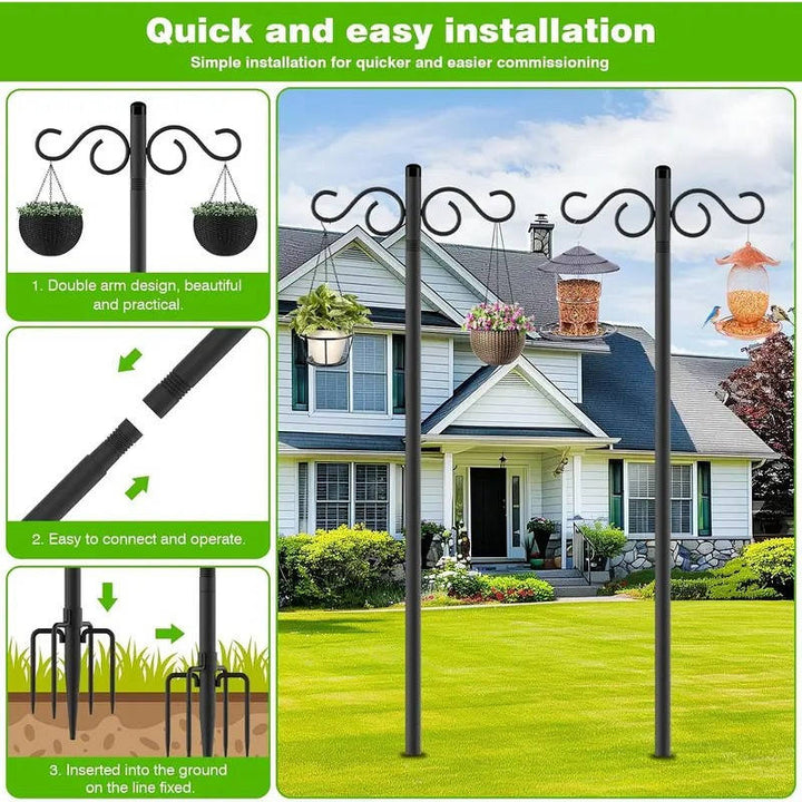 Heavy Duty Shepherd Hooks with Prong Base for Garden Hanging Baskets