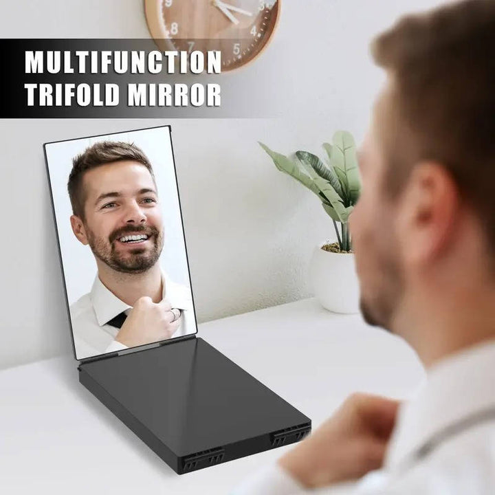 Portable Adjustable Tri-Fold Makeup Mirror Foldable Compact Design