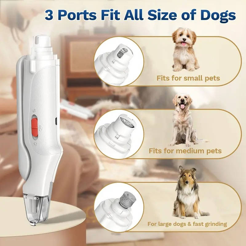Pet Electric Nail Clipper Grinder LED Low Noise Safe Design