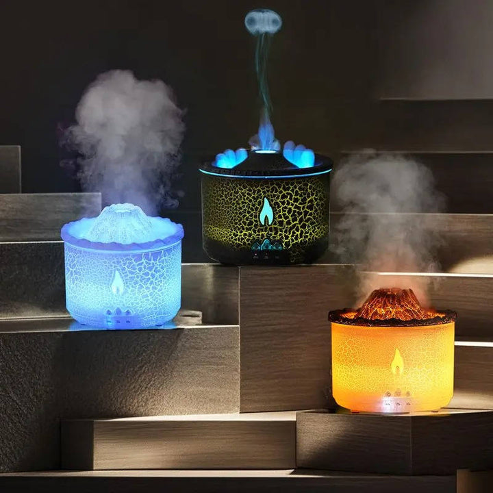 Portable Aromatherapy Oil Diffuser with Night Simulated Volcano Design