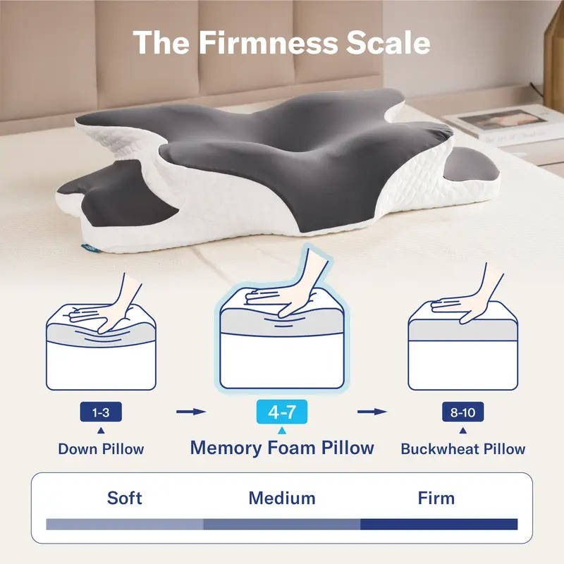 Adjustable Memory Foam Pillow with Neck and Shoulder Support