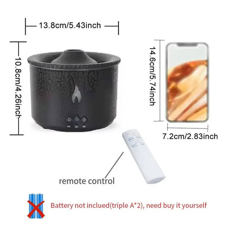 Portable Aromatherapy Oil Diffuser with Night Simulated Volcano Design