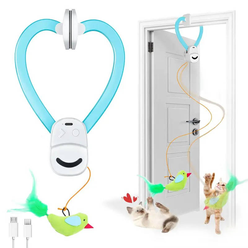 Interactive Cat Toy Electric Flying Bird Feather Wand