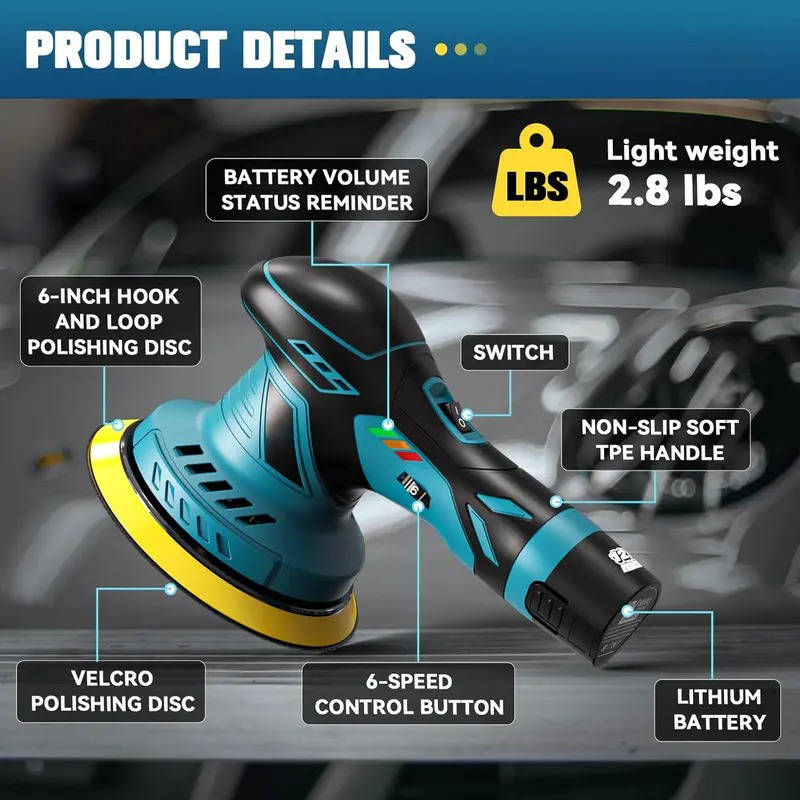 Portable Cordless Car Polisher Kit Variable Speed Dual Action