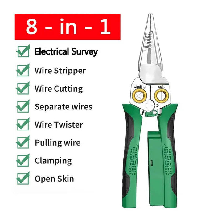 Wire Stripper and Voltage Tester Pliers with Cable Cutter and LED