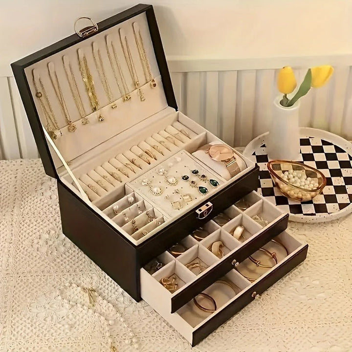 Jewelry Organizer Box Leather with Drawers - Lenila
