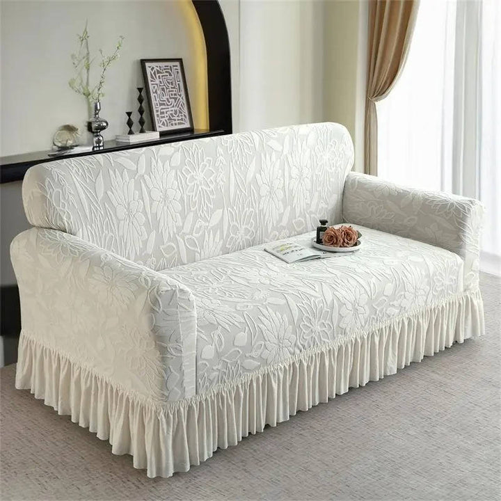 Elastic Sofa Cover Jacquard Fabric Dustproof with Skirt Edge